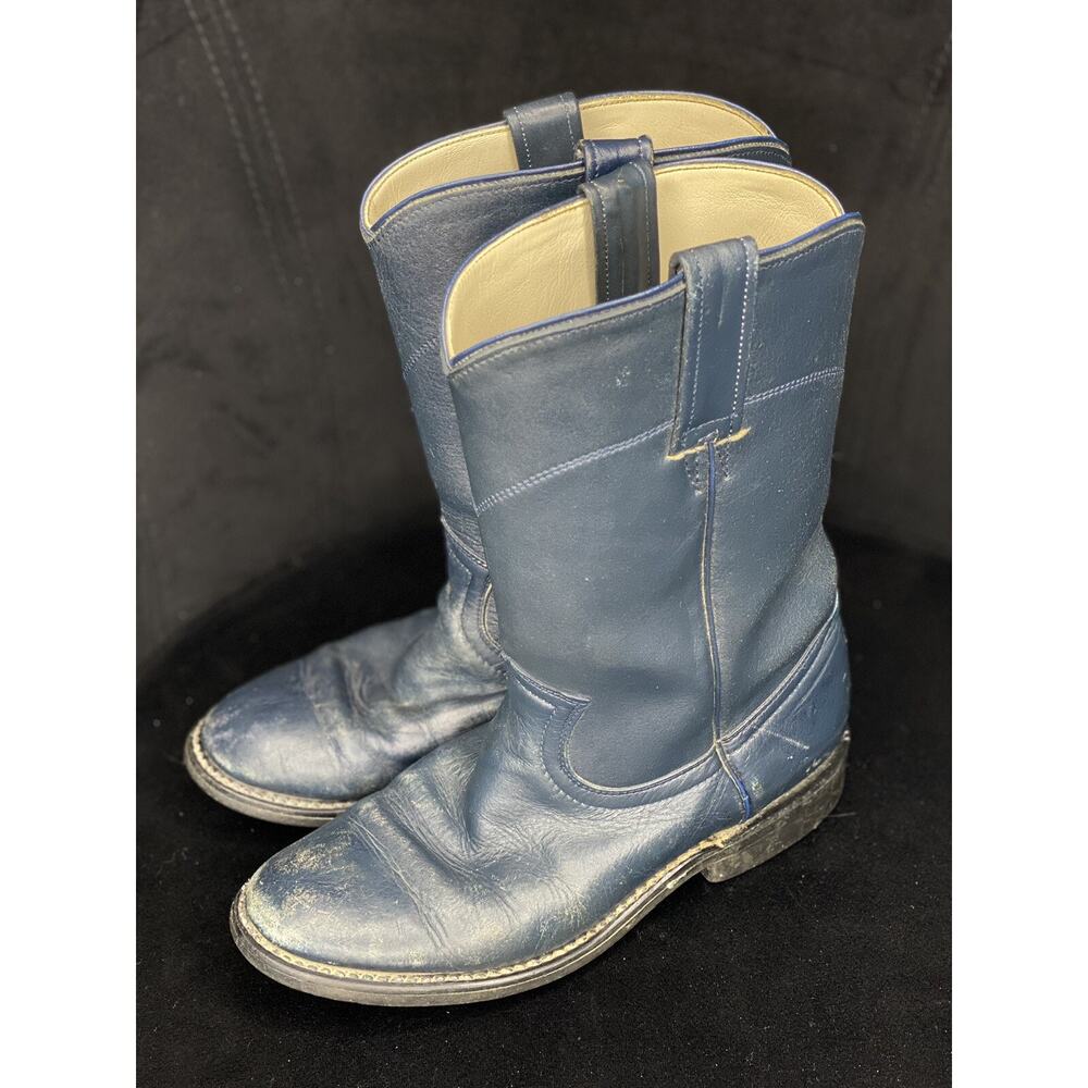 Cowtown Womens Size 4 D Blue Leather Roper Cowboy Western Boots Mexico